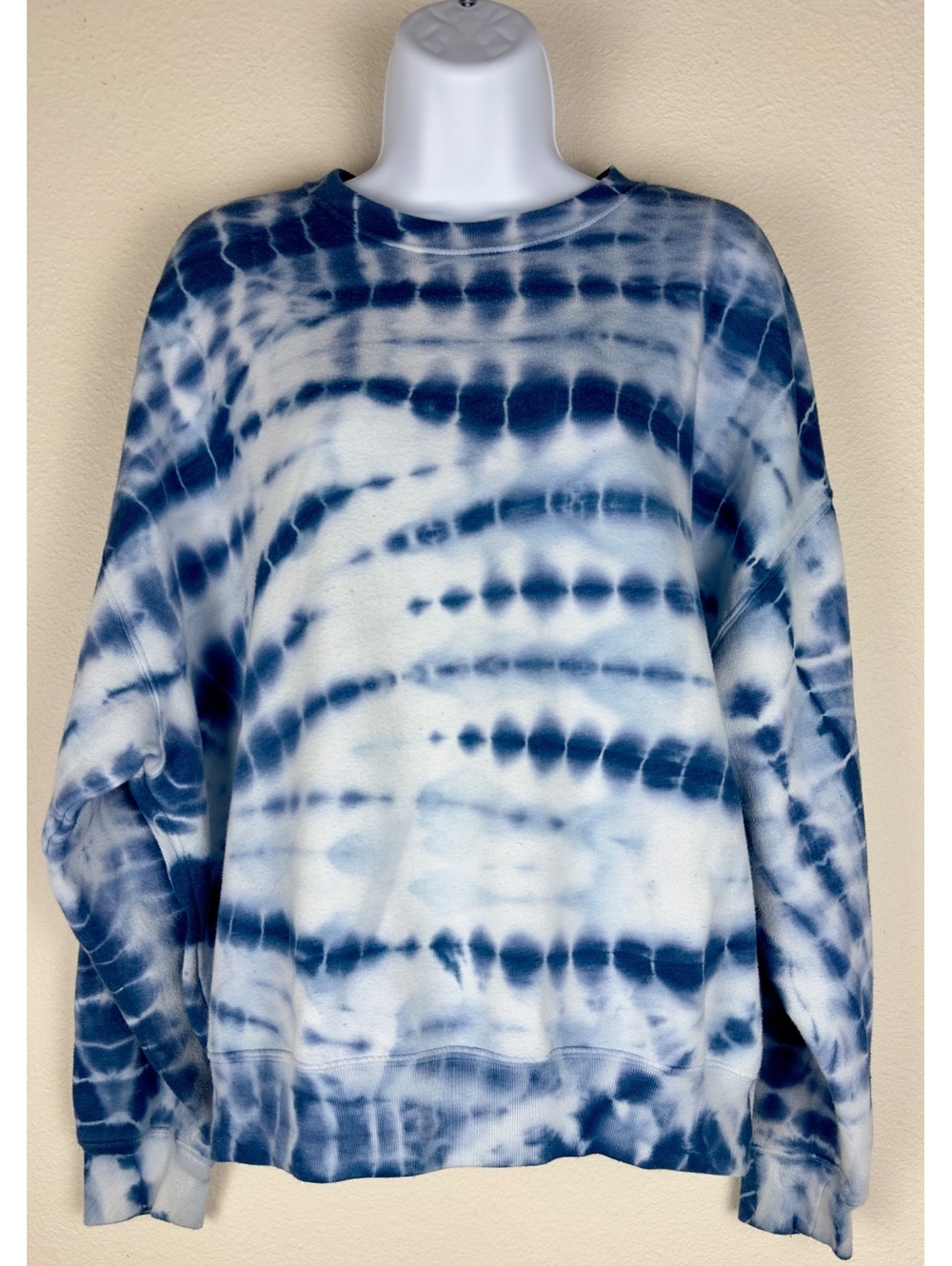 Victoria’s Secret PINK Tie Dye Sweatshirt Womens M Blue White Oversized Crewneck